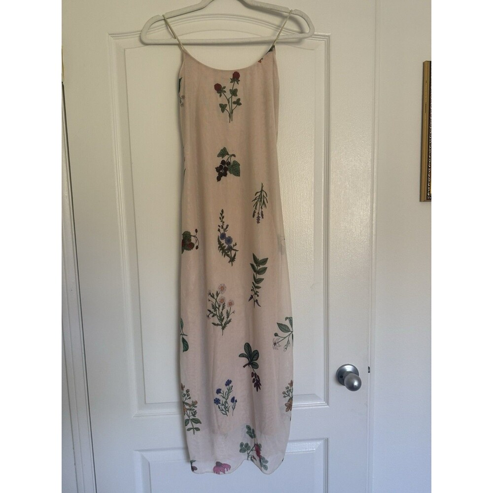 CIDER Size S Pink Floral Mesh Bodycon Maxi Dress Cottagecore Romantic Y2K - Picture 3 of 12